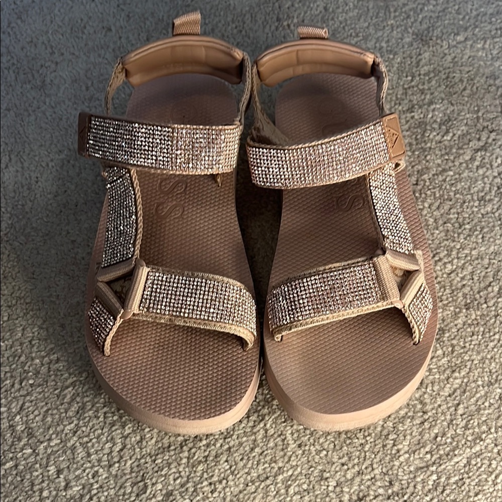 Guess Tan Rhinestone Sandals